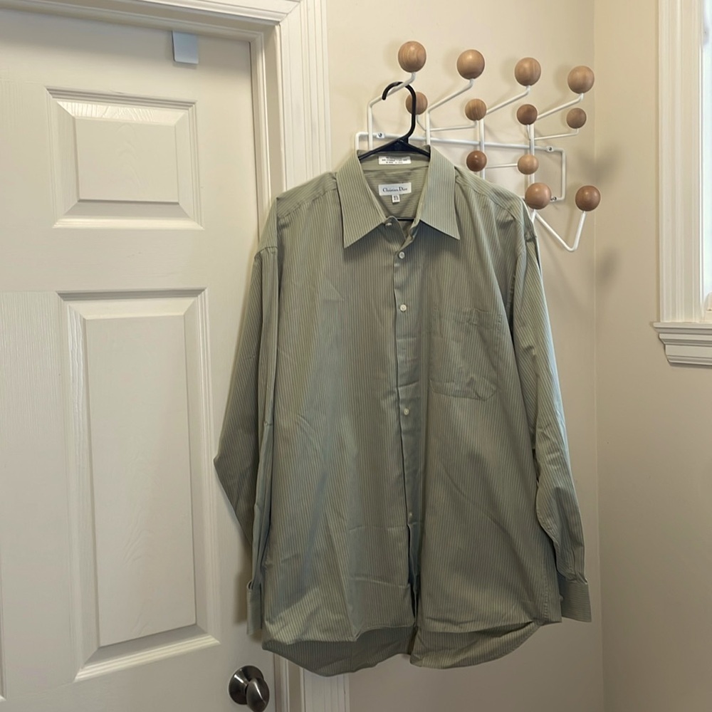 Christian Dior - Vertical Striped Button Down Shirt - Green - XL